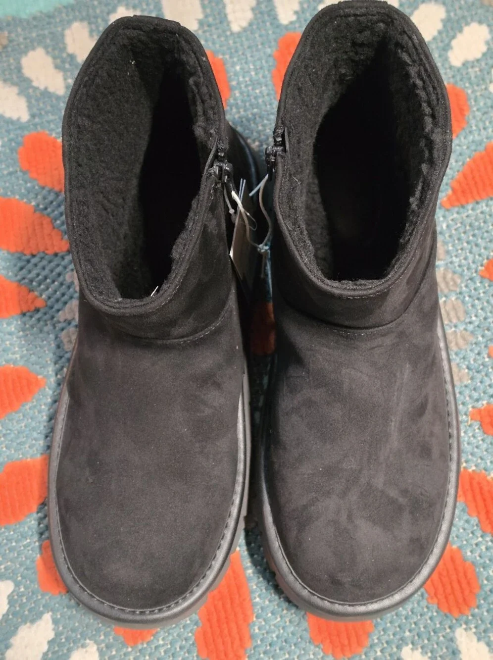 Universal Thread Black Suede-Look Winter Ankle Boots
